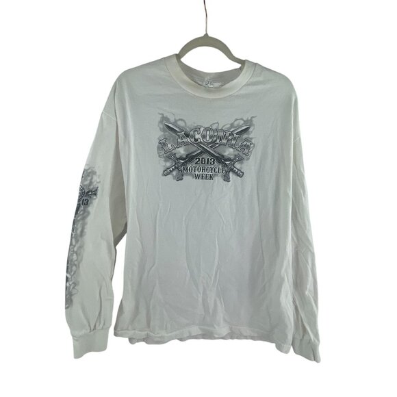 Astyle Apparel Laconia 2013 Motorcycle Week Long Sleeve T-Shirt XL White Activew - Picture 2 of 6